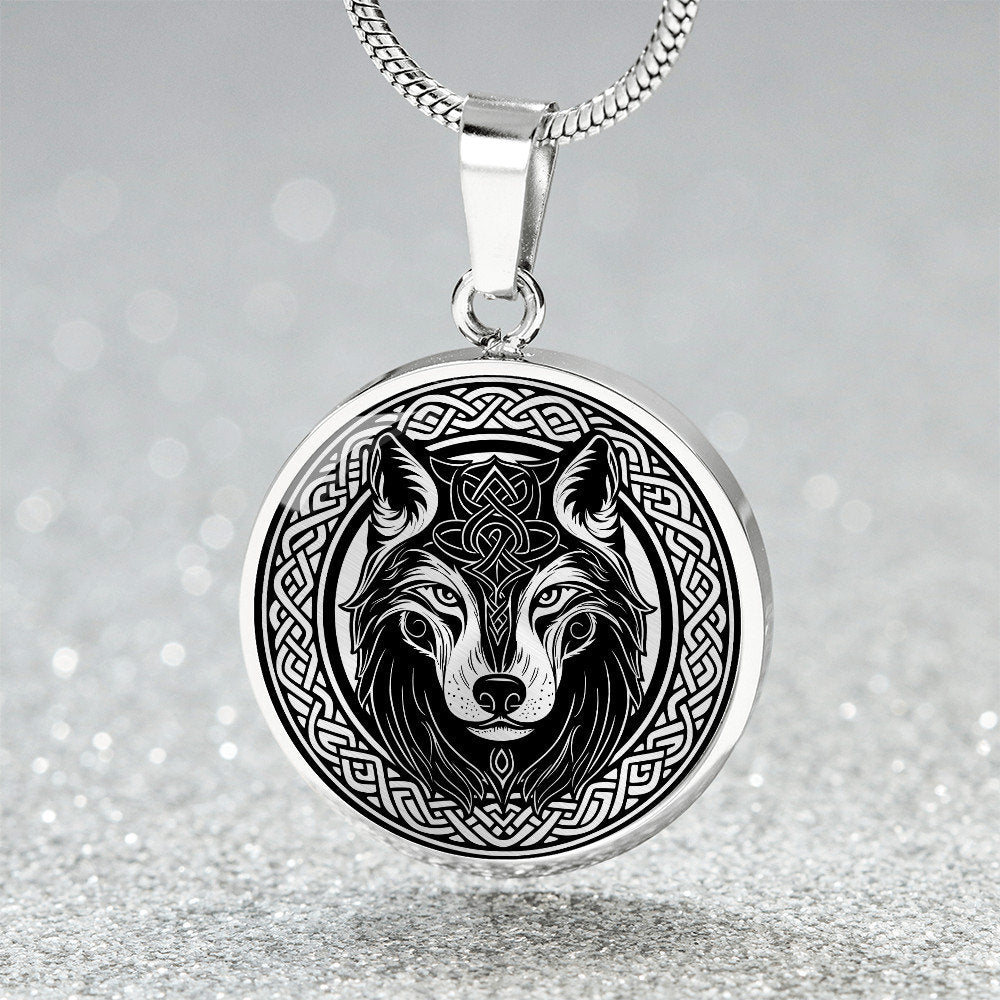 Viking Odin Necklace - Heavy Odin Wolves Viking Bangle Bracelet - 925 Sterling Silver Nordic Amulet
