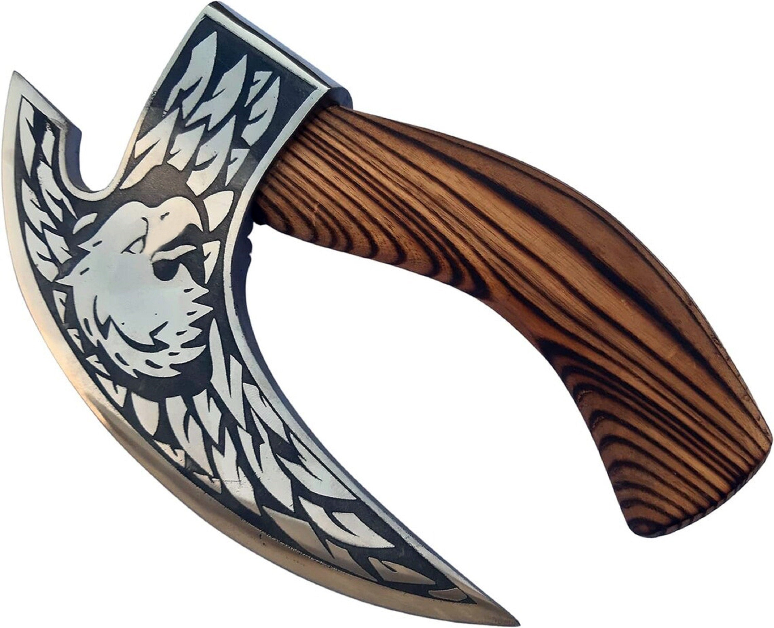Viking Weapon Replica - Hand Forged Viking Pizza Axe, Rosewood Ash Handle, Leather Sheath