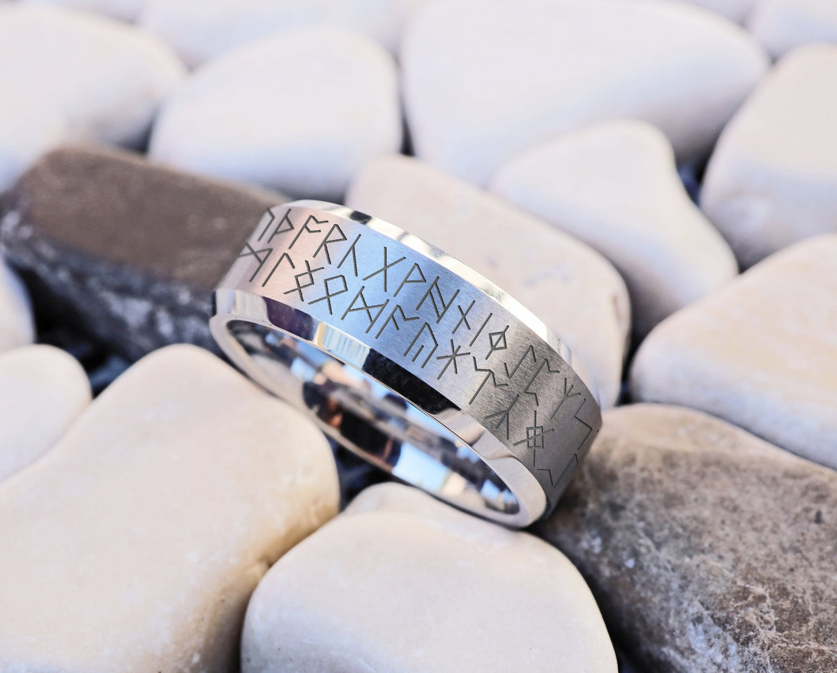 Viking Odin Ring - Viking Runes Wedding Band, Odin Nordic Ring, Viking Battle Ring, Runic Wedding