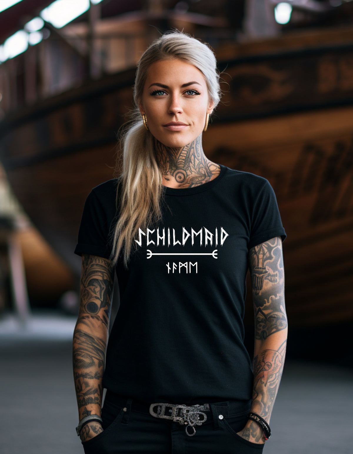 Viking Vegvisir Compass T-Shirt - NAME in RUNES + Vegvisir, REAL Futhark rune style up to 5xl