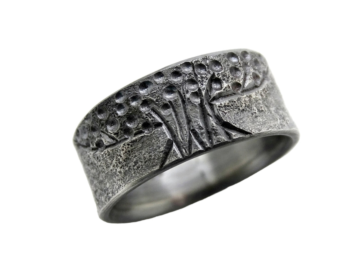 Viking Raven Ring - Silver Raven Celtic Knot Ring, Oxidized Viking Band, Norse Gothic Jewelry
