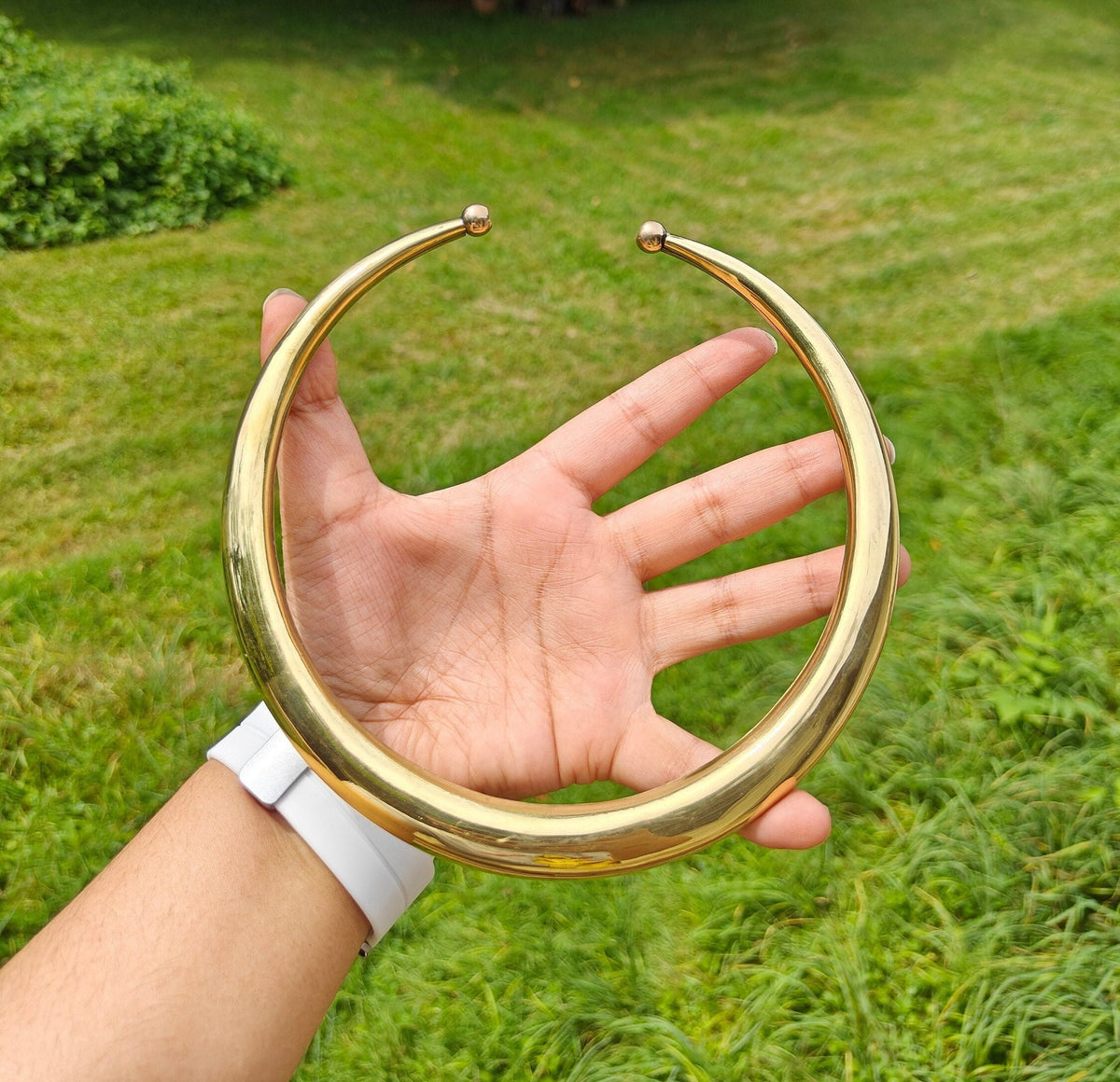Viking Necklace - Celtic Ram Head Torc, Brass Twisted Wire Choker, Viking Cosplay Hasli Jewelry