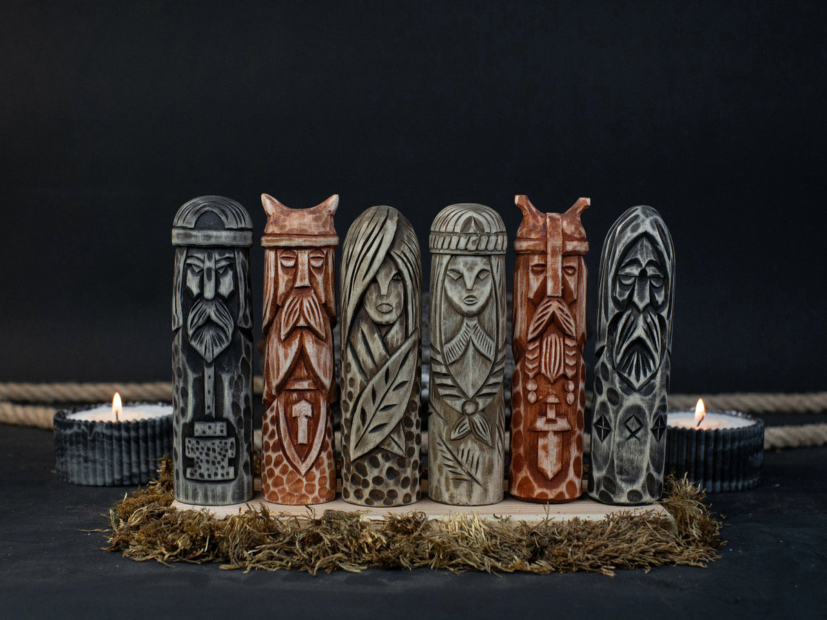 Viking Mug - Viking Gift Box - Horn Mug, Norse God Figurine, Ancient Style Utensils, Norse