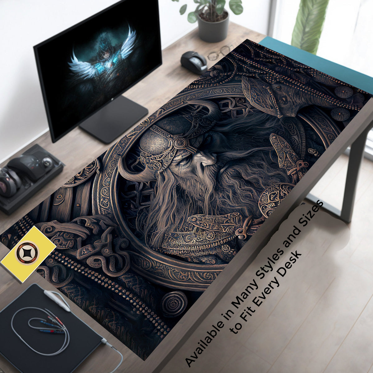 Viking Leather Accessory - Viking Skull Deskmat Viking Deskpad Skull Desk Mat Viking Desk Pad Norse