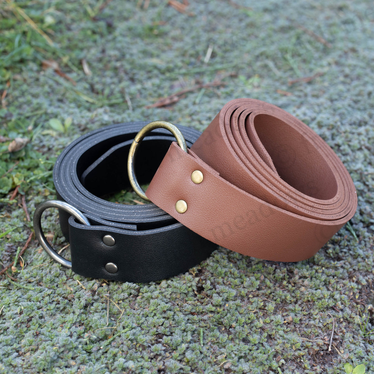 Viking Ring - Leather Renaissance Belt, Brown Black Real Full Grain Leather Medieval Viking LARP