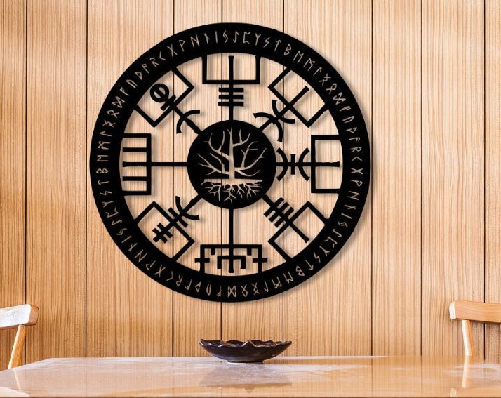 Viking Vegvisir Compass Blanket - Viking Vegvisir Tree of Life Wall Art, Norse Compass Raven Decor