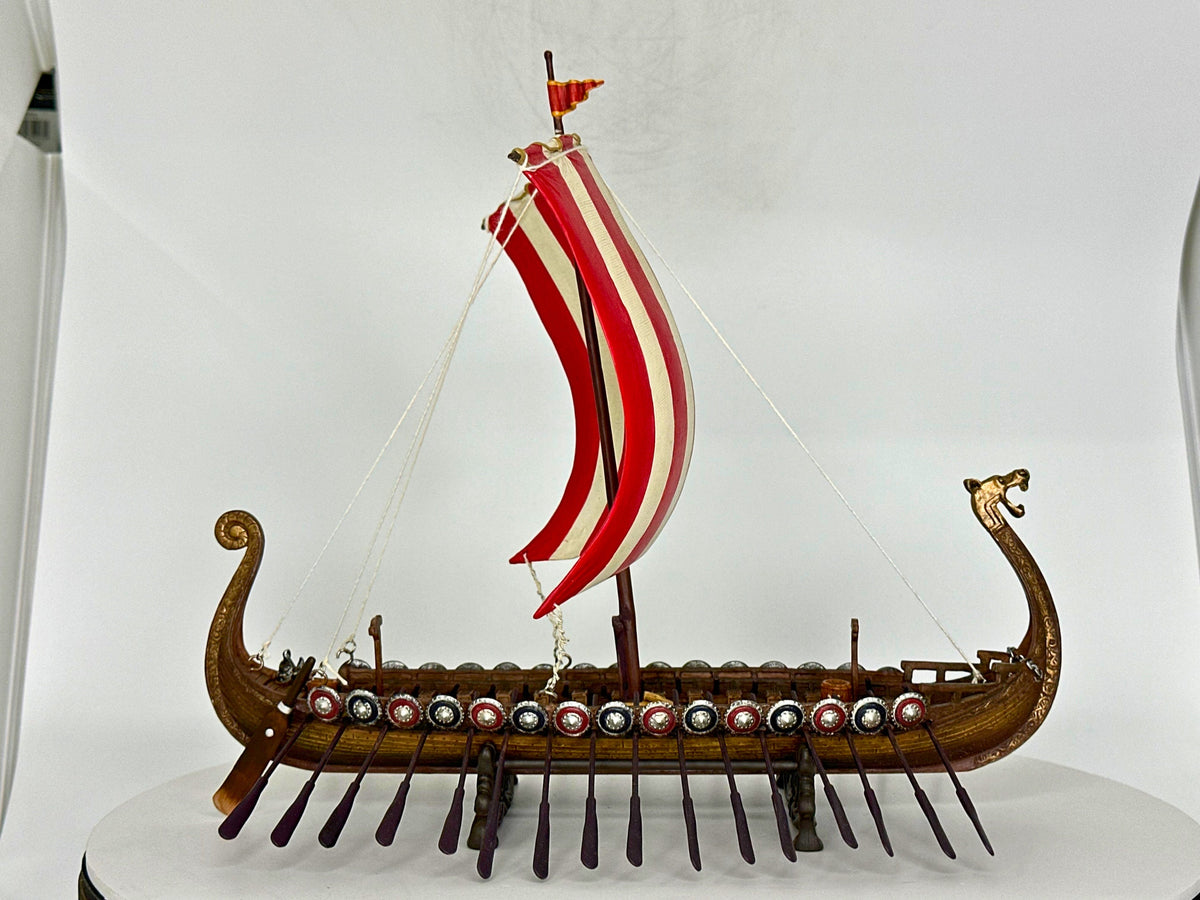 Viking Home Decor - Viking Ship Wooden Sculpture, Nordic Longboat Table Decor, Medieval Boat