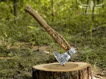 Viking Weapon Replica - Viking Forged Axe, Hatchet, Hand Forged Carbon Steel Viking Axe, Ragnar