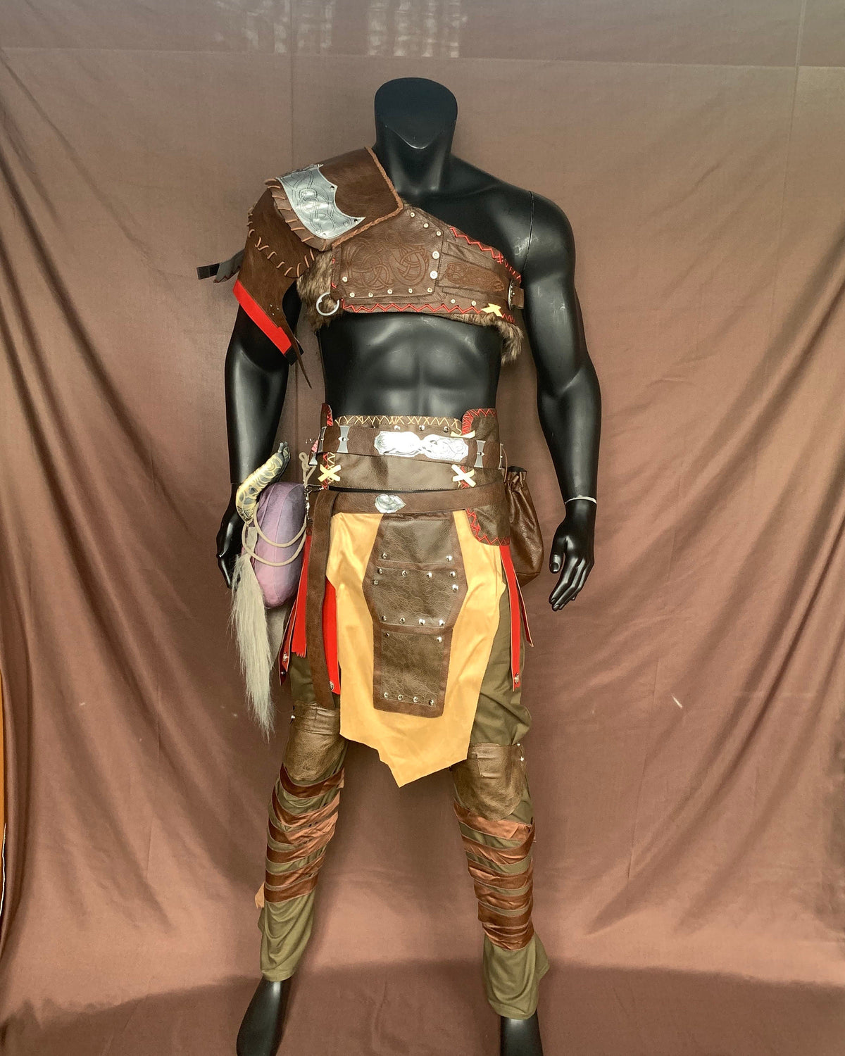 Viking Jacket - Inspired Jacket Viking Warrior Leather Coat with Faux Fur Hood Norse Mythology