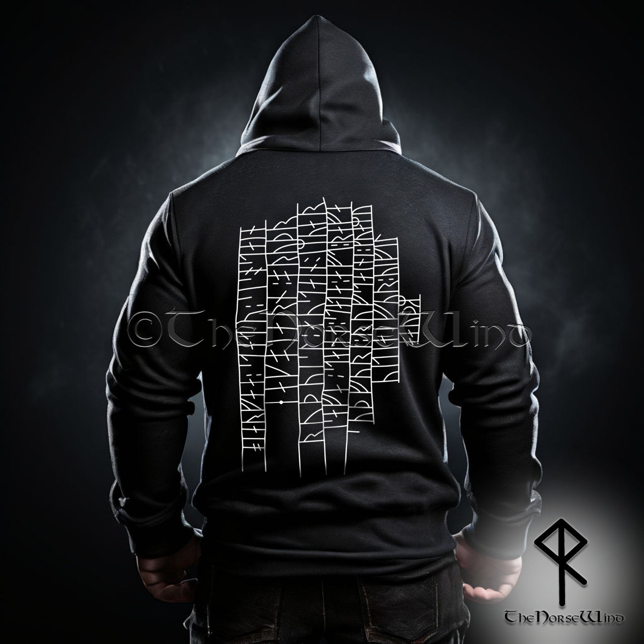 Viking Rune Hoodie - Viking Runes Hoodie, Ancient Gotland Runestone Norse Sweatshirt with Authentic