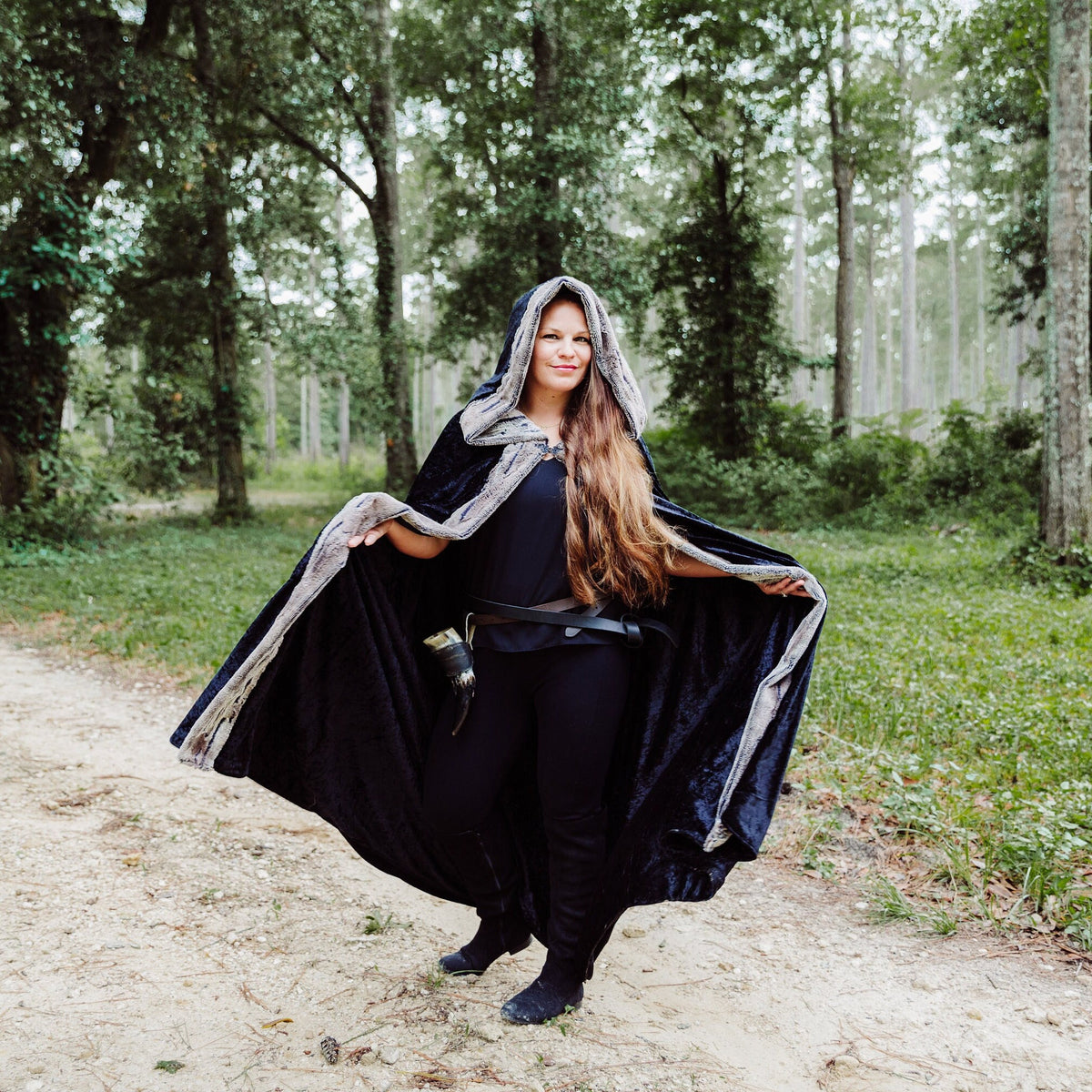Viking Jacket - Dark Green Leather Hooded Poncho, Medieval Fantasy Cape, Viking Cloak, Renaissance