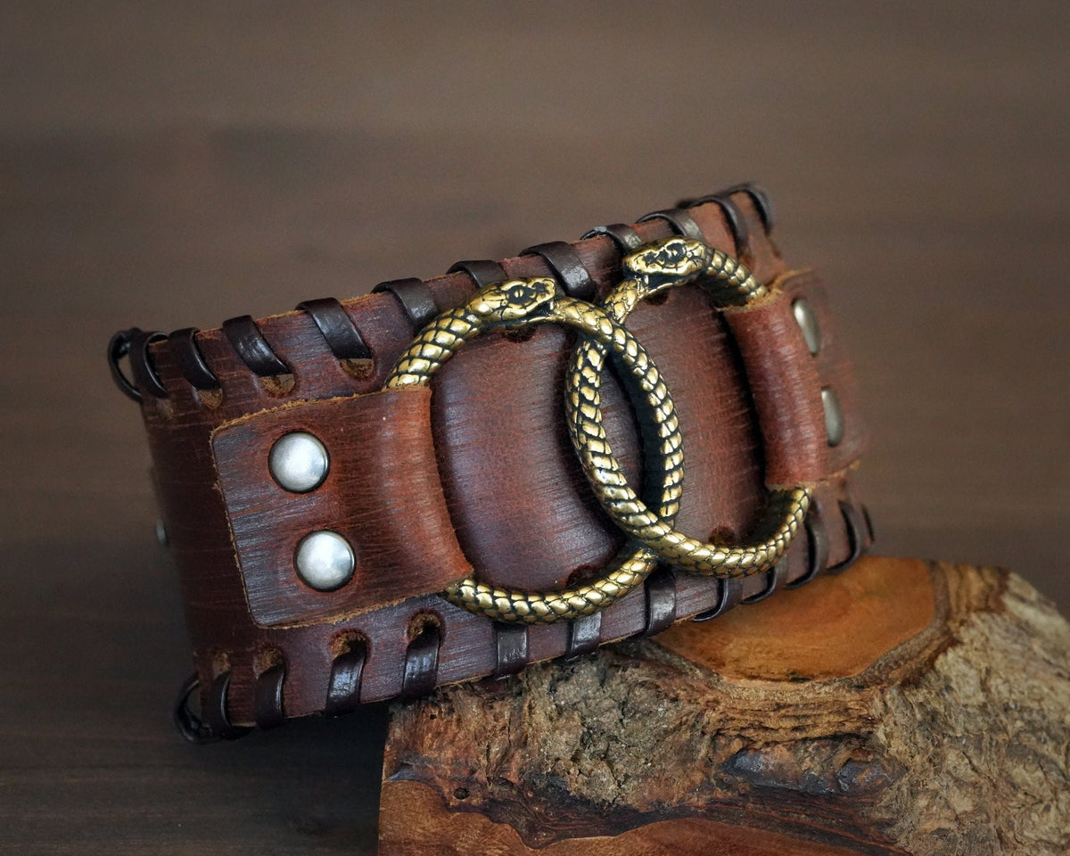 Viking Wolf Ring - Viking Wolf Head Torque Cuff Bracelet - Stainless Steel Fenrir Norse Arm Ring