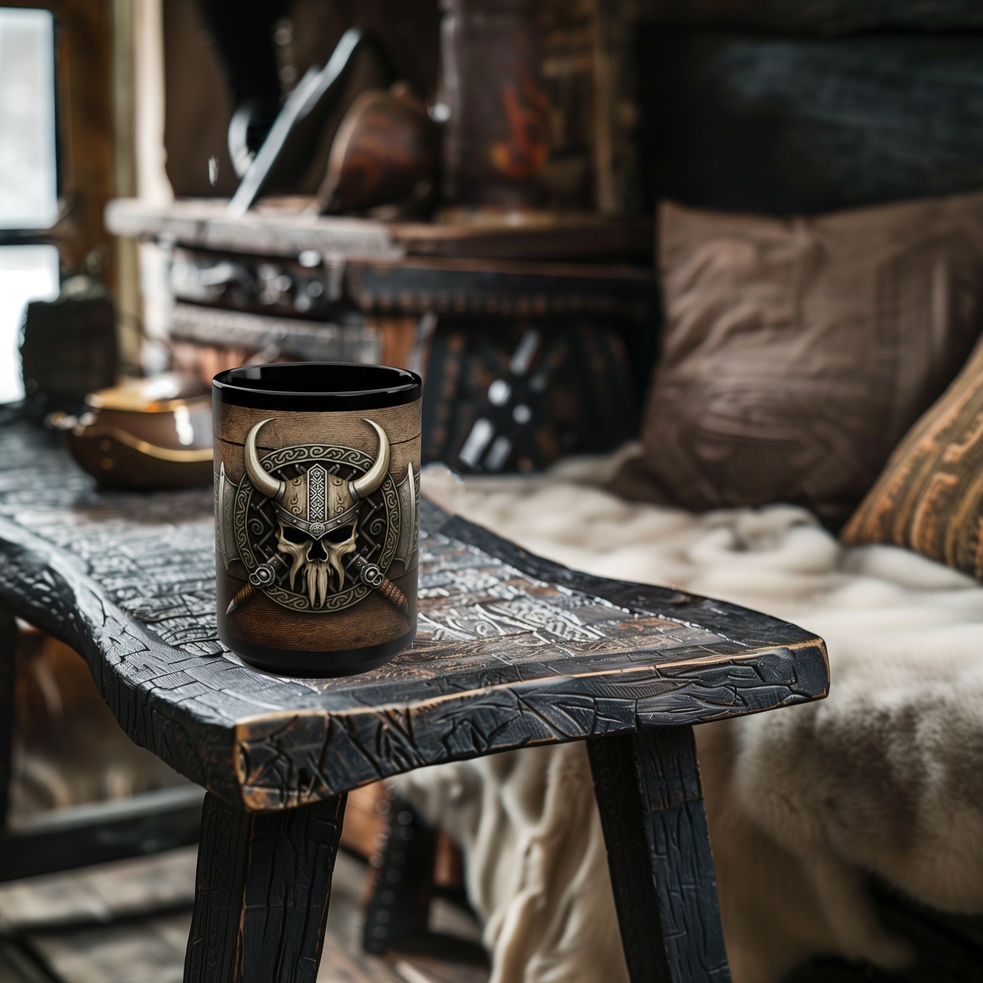 Viking Mug - Viking Coffee Mug, 15oz, Black Coffee Cup, Nordic Tea Cup, Norse Viking Mug, Custom
