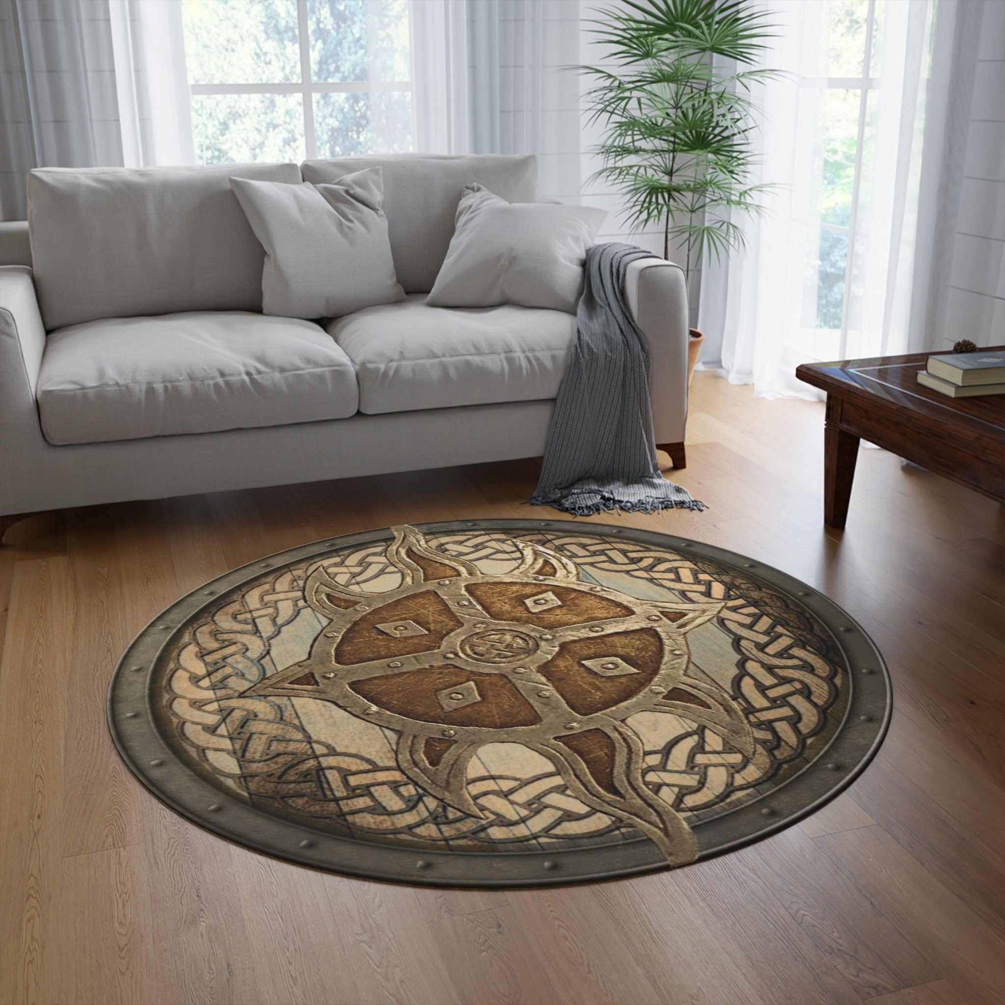 Viking Rug - Round Rug: Viking Knotwork Design, 60" Polyester