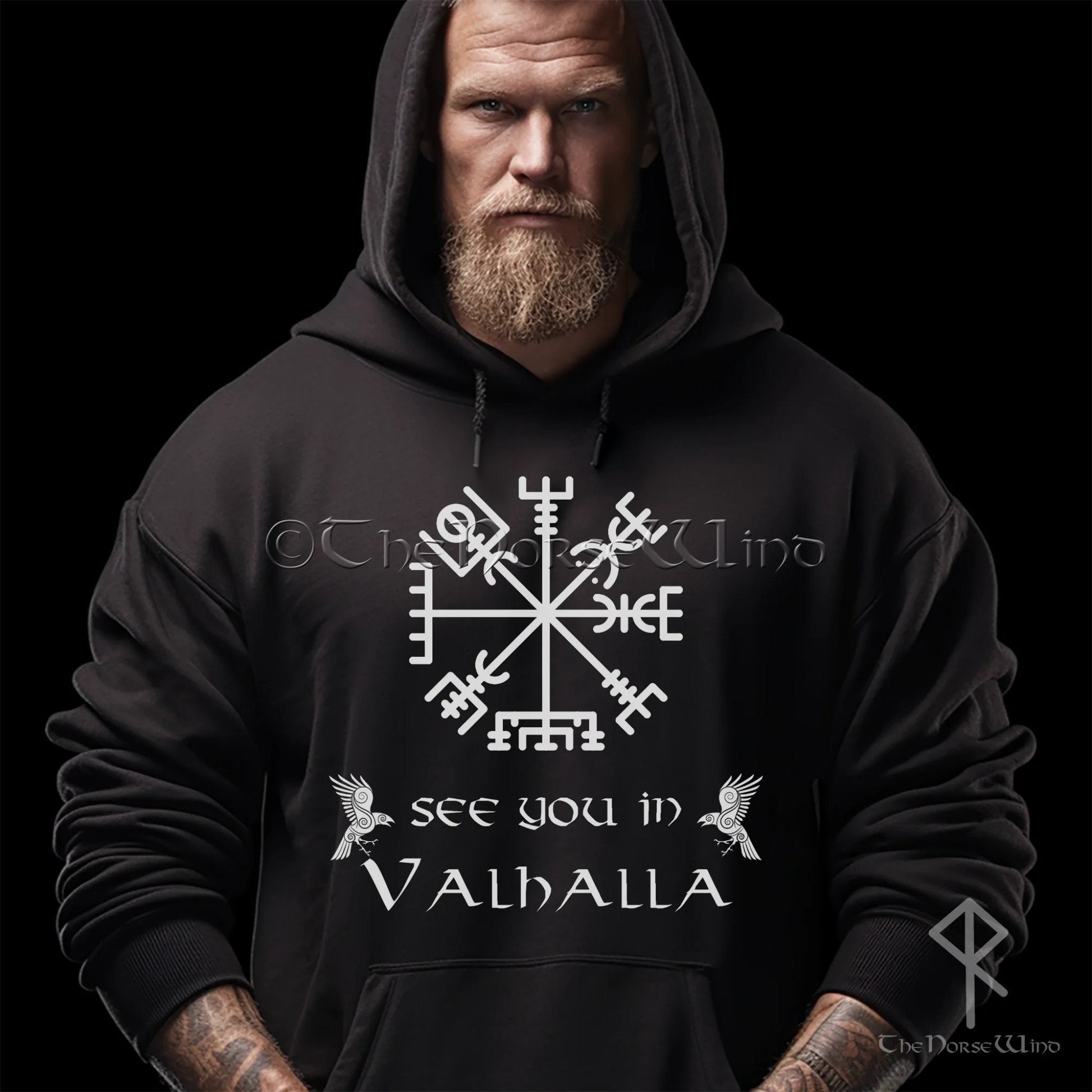 Viking Odin Hoodie - Viking Odin 3D Hoodie, Norse Tattoo Art, Unisex Fleece Sweatshirt