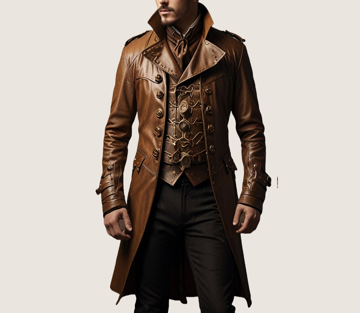 Viking Jacket - Handmade Viking Leather Jacket for Men Norse Warrior Fur Collar Coat, Medieval
