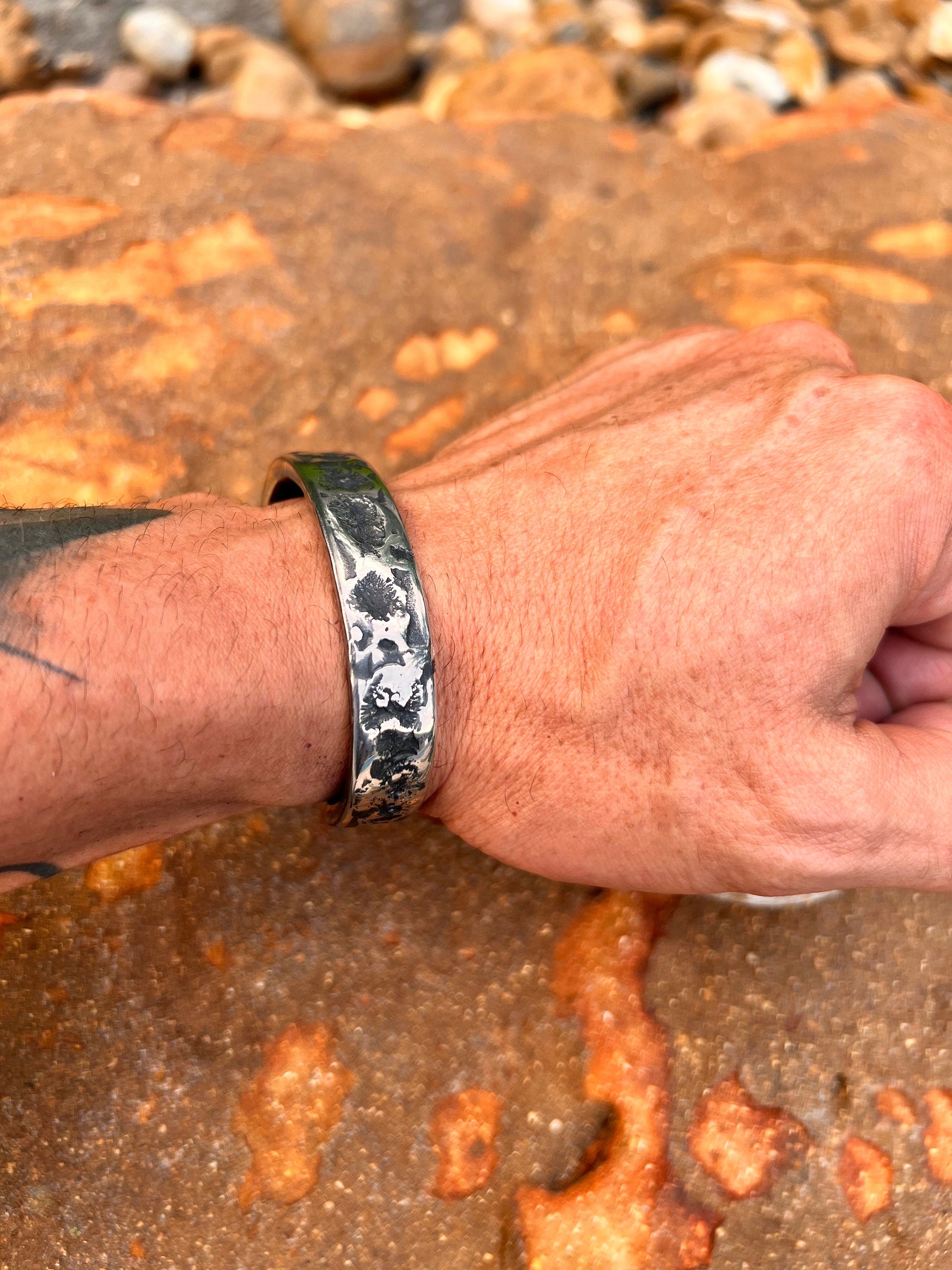Viking Bracelet - Mens Leather Cuff Bracelet, Celtic Engraved Sterling Silver Braided Viking Norse
