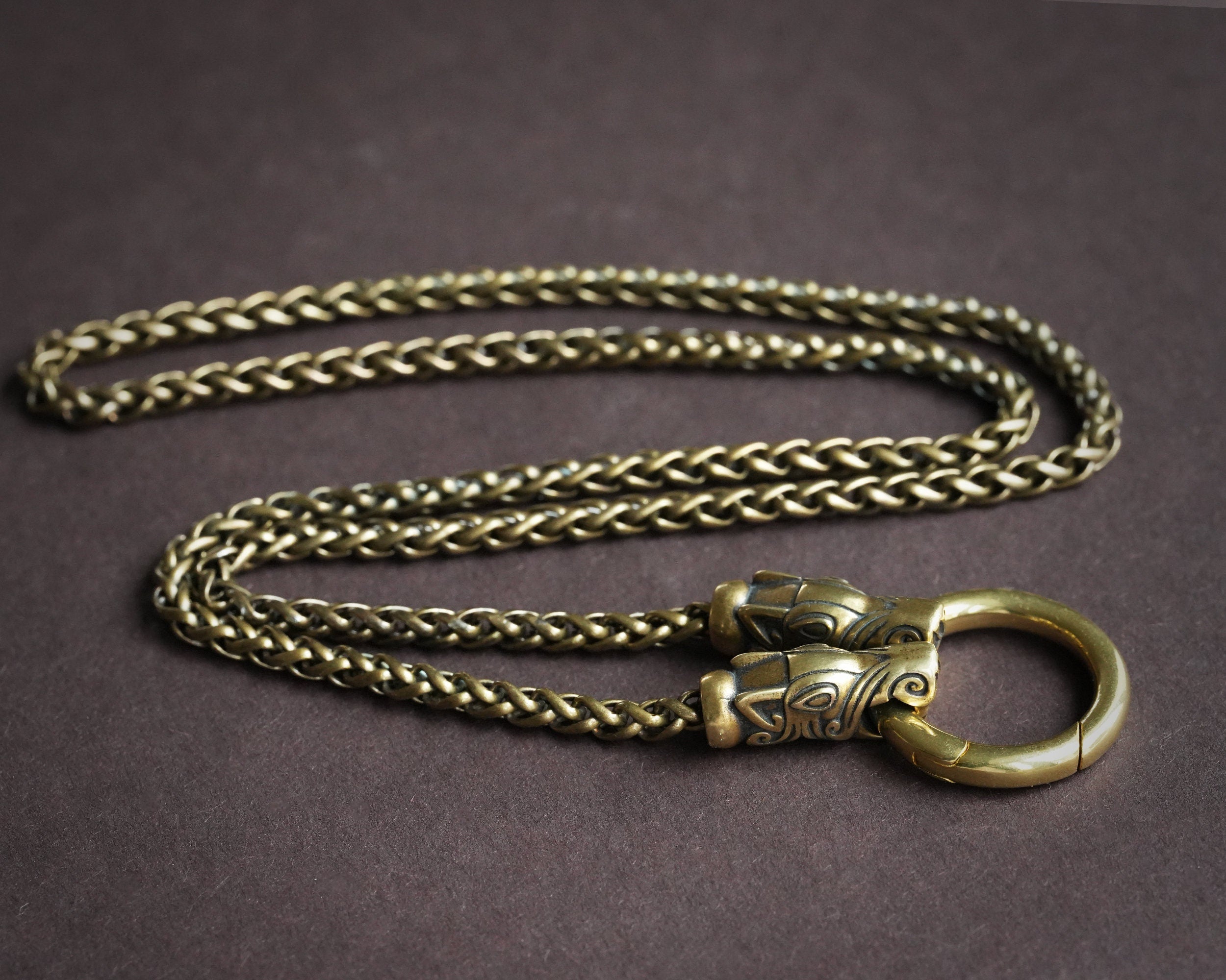 Viking Home Decor - 925 Sterling Silver, Brass, Stainless Steel Terminal Viking Wheat Chain 4 mm