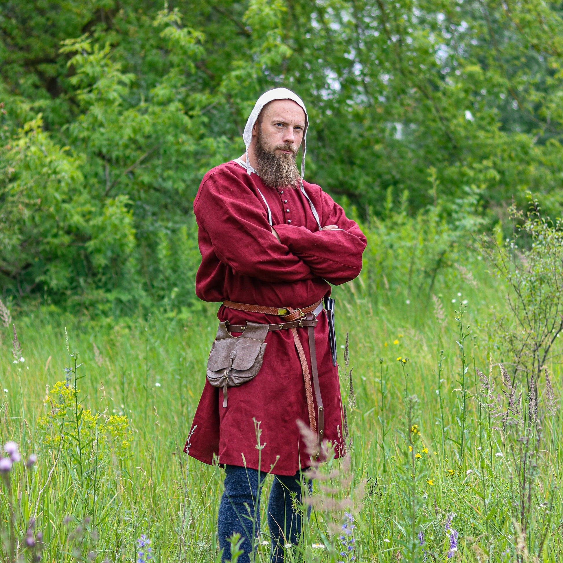 Viking T-Shirt - Embroidered Viking Tunic: Pure Lambs wool with cotton Lining, Reenactment Garb