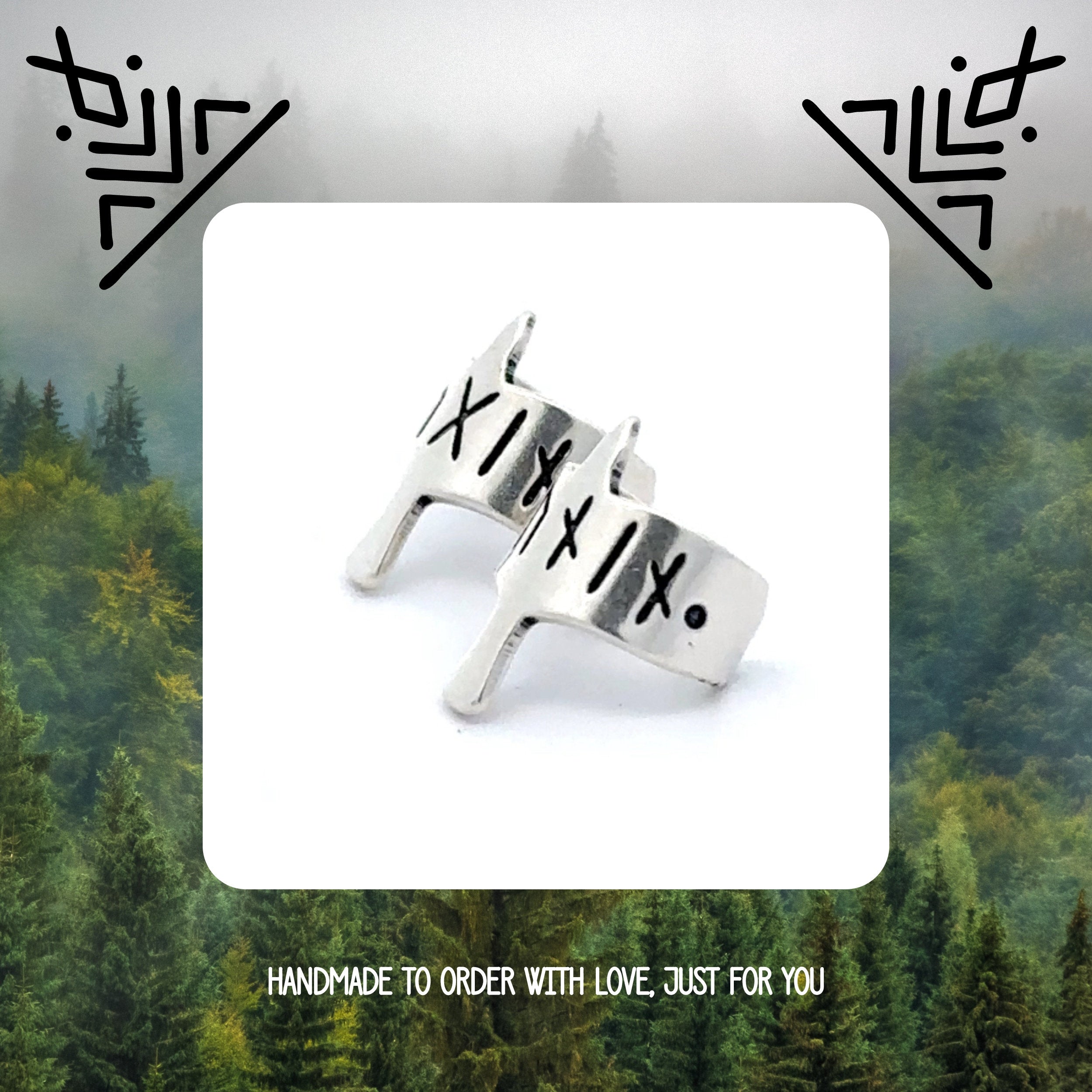 Viking Odin Jewelry Accessory - Ear Cuff Set - Huginn and Muninn - Odin's Ravens - Viking Jewelry