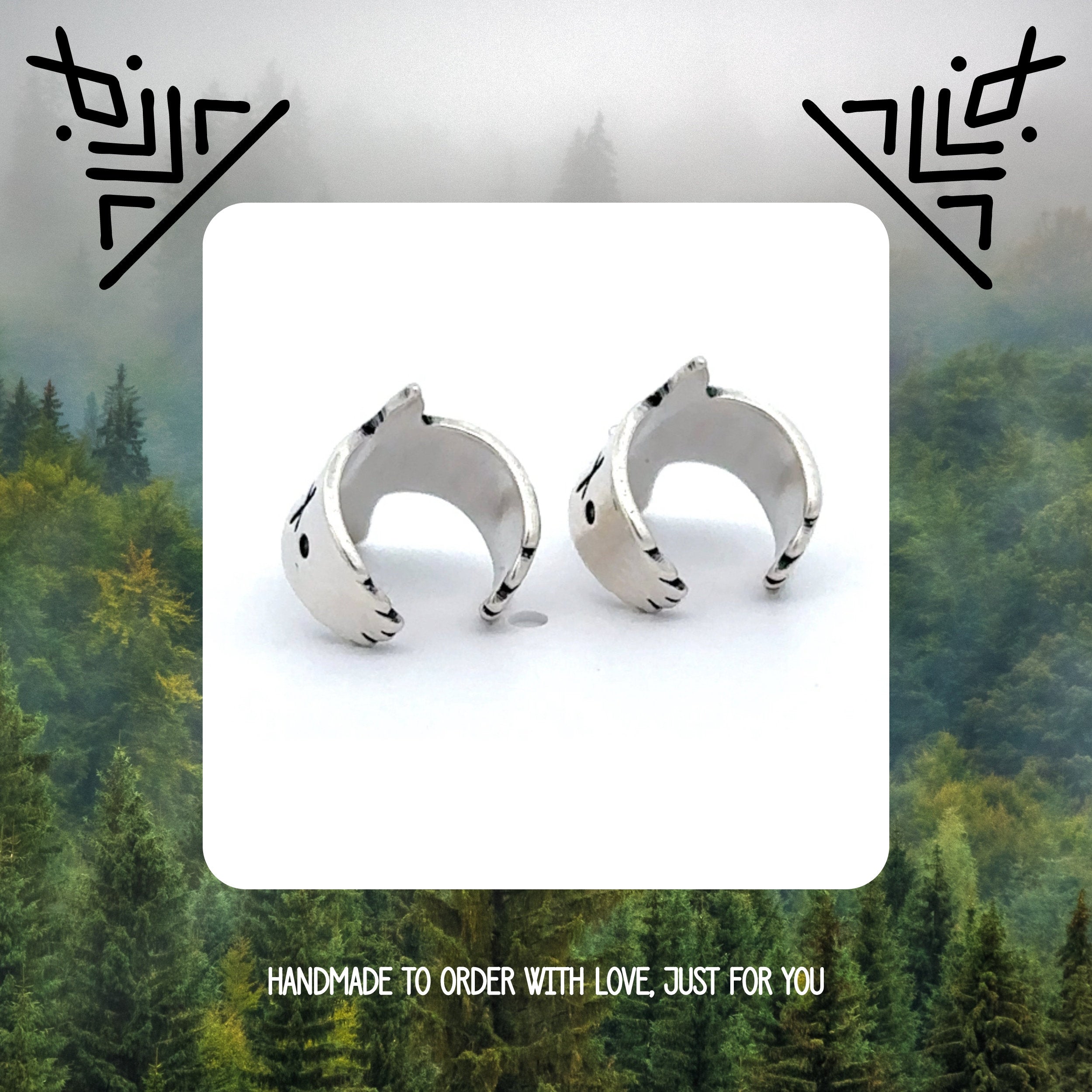 Viking Odin Jewelry Accessory - Ear Cuff Set - Huginn and Muninn - Odin's Ravens - Viking Jewelry