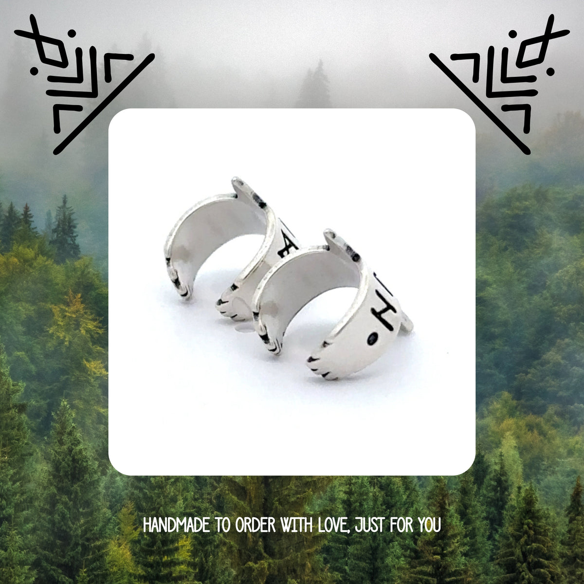 Viking Odin Jewelry Accessory - Ear Cuff Set - Huginn and Muninn - Odin's Ravens - Viking Jewelry