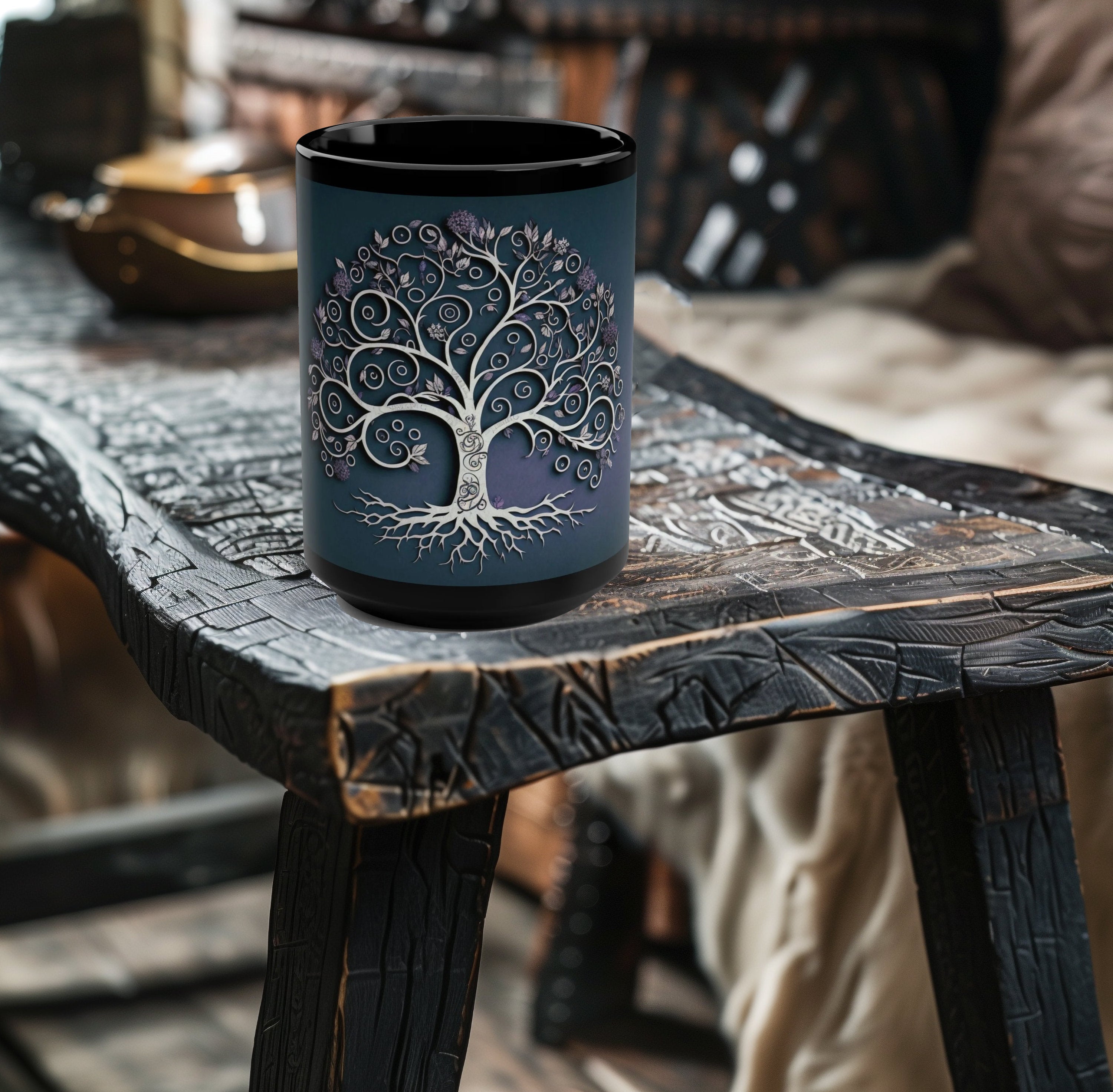 Viking Mug - Viking Coffee Mug, 15oz, Black Coffee Cup, Nordic Tea Cup, Norse Viking Mug, Custom