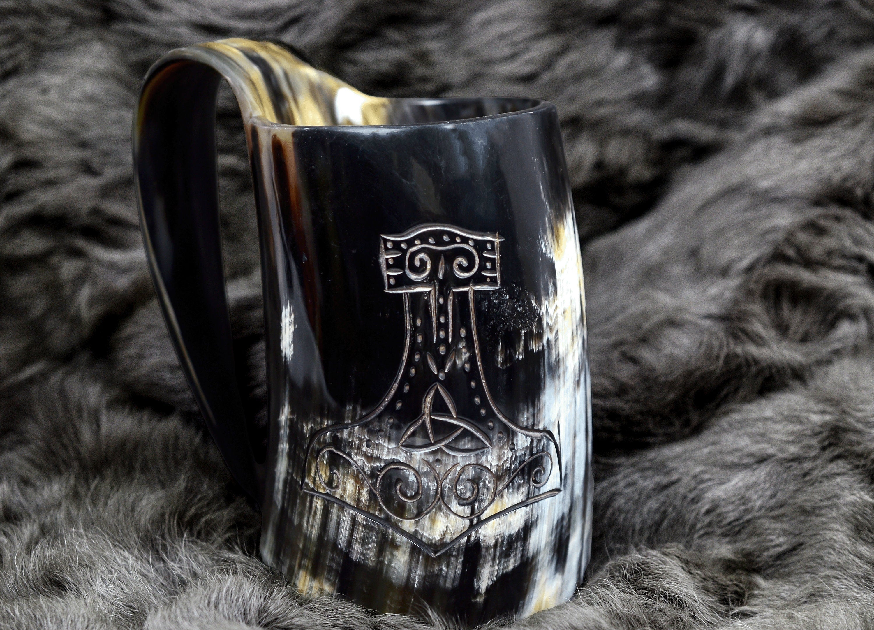 Viking Mug - Viking Axe Handle Beer Mug, Handmade Nordic Warrior Stainless Steel Tankard