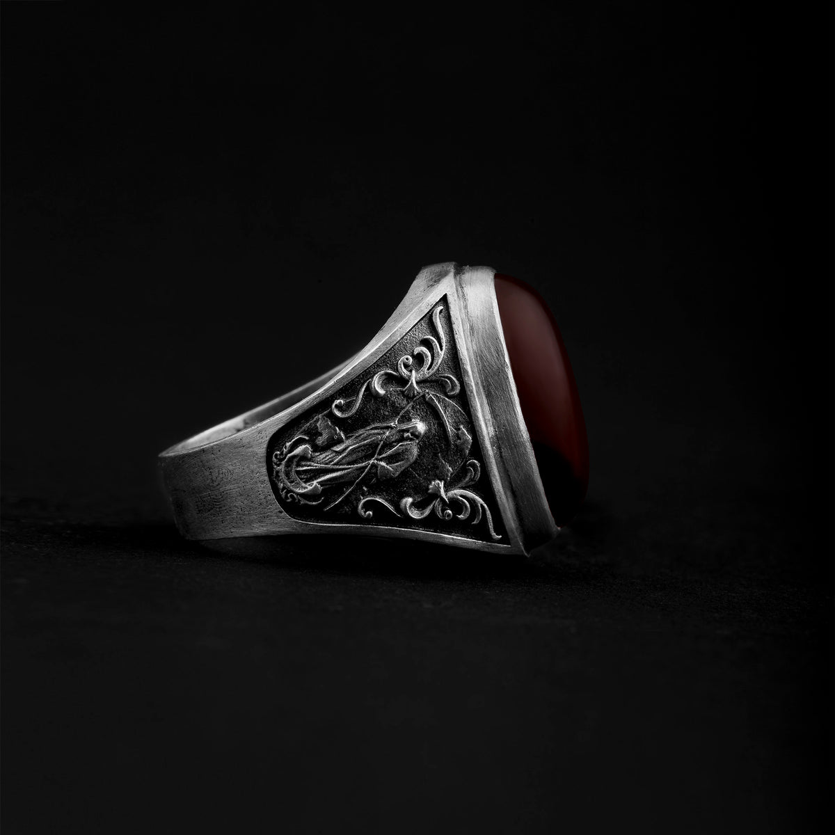 Viking Wolf Ring - Carnelian Life And Death Gemstone Ring, Fenrir, Wolf Ring, Wolf Jewelry, Norse