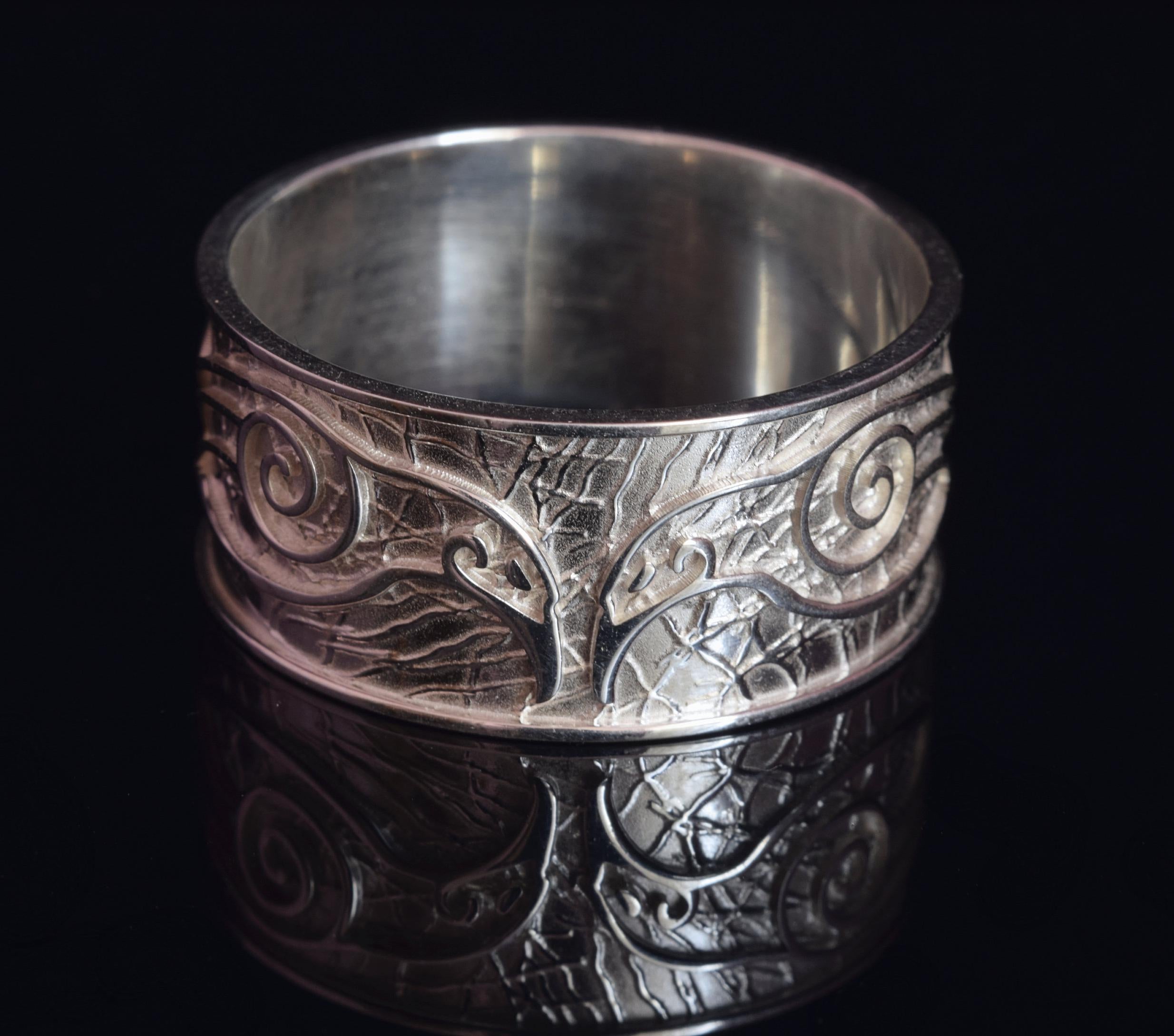 Viking Wolf Ring - Norse Raven Wolf Ring Silver Blue Stone Viking Celtic Knot Band