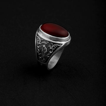 Viking Wolf Ring - Carnelian Life And Death Gemstone Ring, Fenrir, Wolf Ring, Wolf Jewelry, Norse
