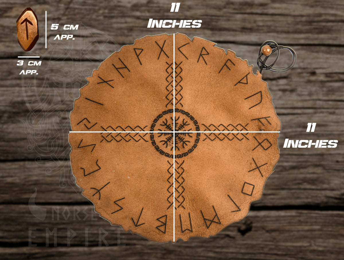 Viking Rune Home Decor - Handcrafted Viking Bone Rune Divination Kit with Leather Mat & Elder