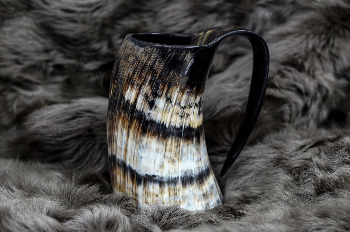 Viking Mug - Handcrafted Viking Horn Mug with Handle: Norse Mead Cup 500-700ml