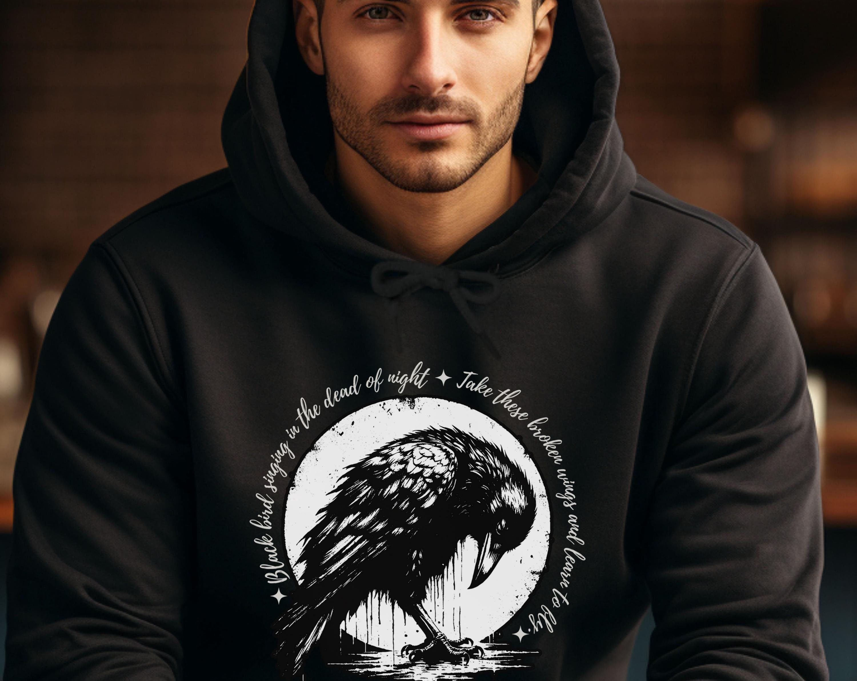 Viking Raven Hoodie - Gothic Raven Hoodie, Raven Skeleton Hoodie, Viking Raven Hoodie, Norse Raven