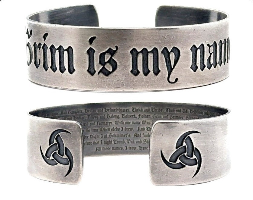 Viking Thor's Hammer Bracelet - Oxidised Sterling Silver Men's Cuff Bangle, Viking Rune, Thor's