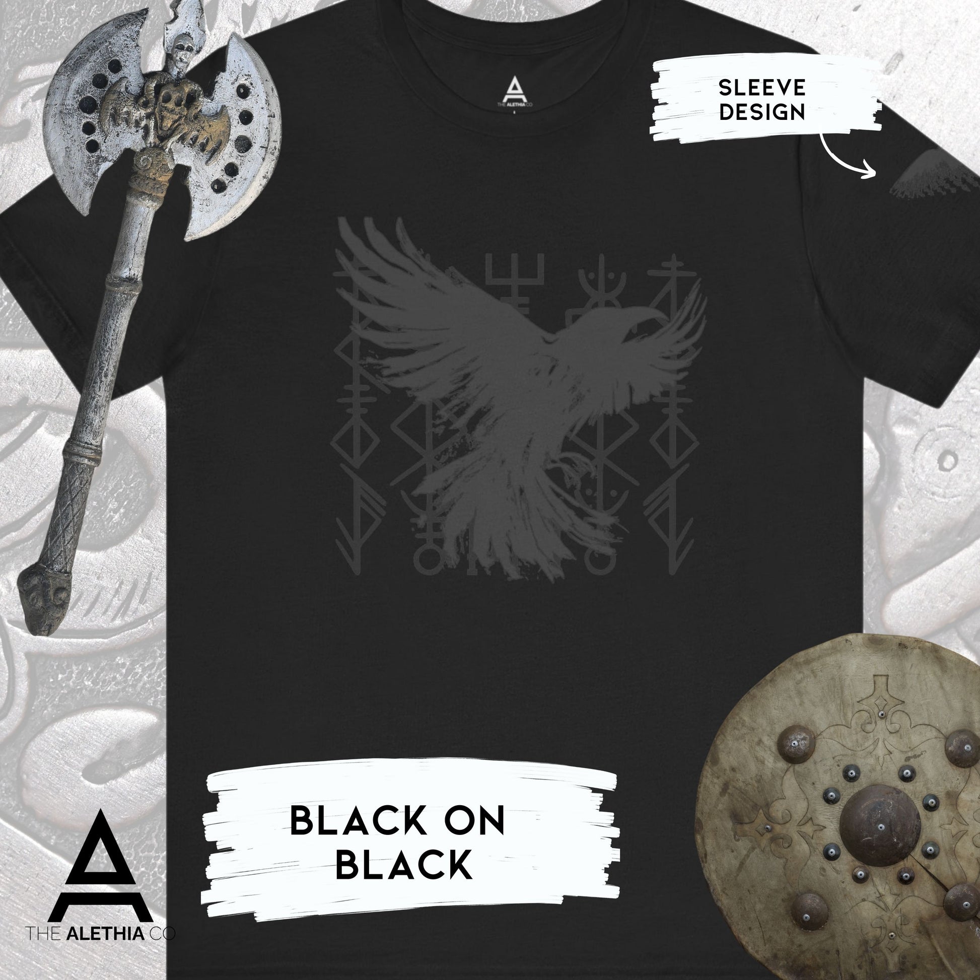 Viking Odin T-Shirt - Odin's Ravens Shirt, Viking Mythology Crow Tee, Garment Dyed Relaxed Fit