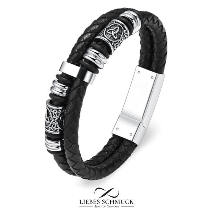 Viking Rune Bracelet - Nordic Viking Vintage Compass Leather Bracelet, Titanium Steel Viking Rune