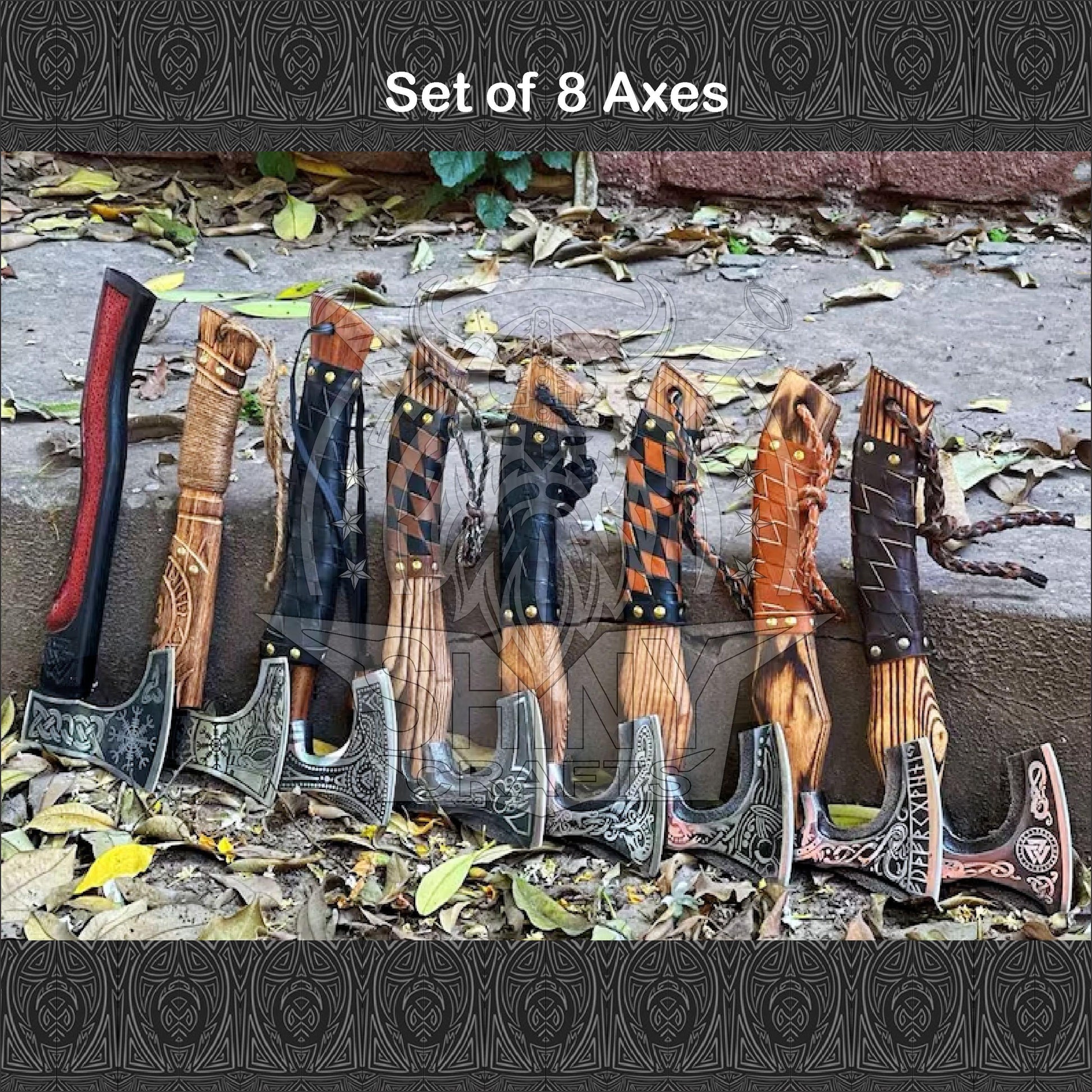 Viking Weapon Replica - Hand Forged Viking Pizza Axe, Rosewood Ash Handle, Leather Sheath