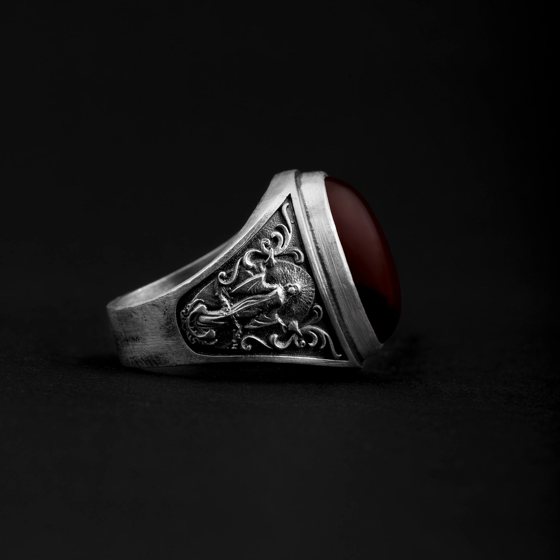 Viking Wolf Ring - Carnelian Life And Death Gemstone Ring, Fenrir, Wolf Ring, Wolf Jewelry, Norse