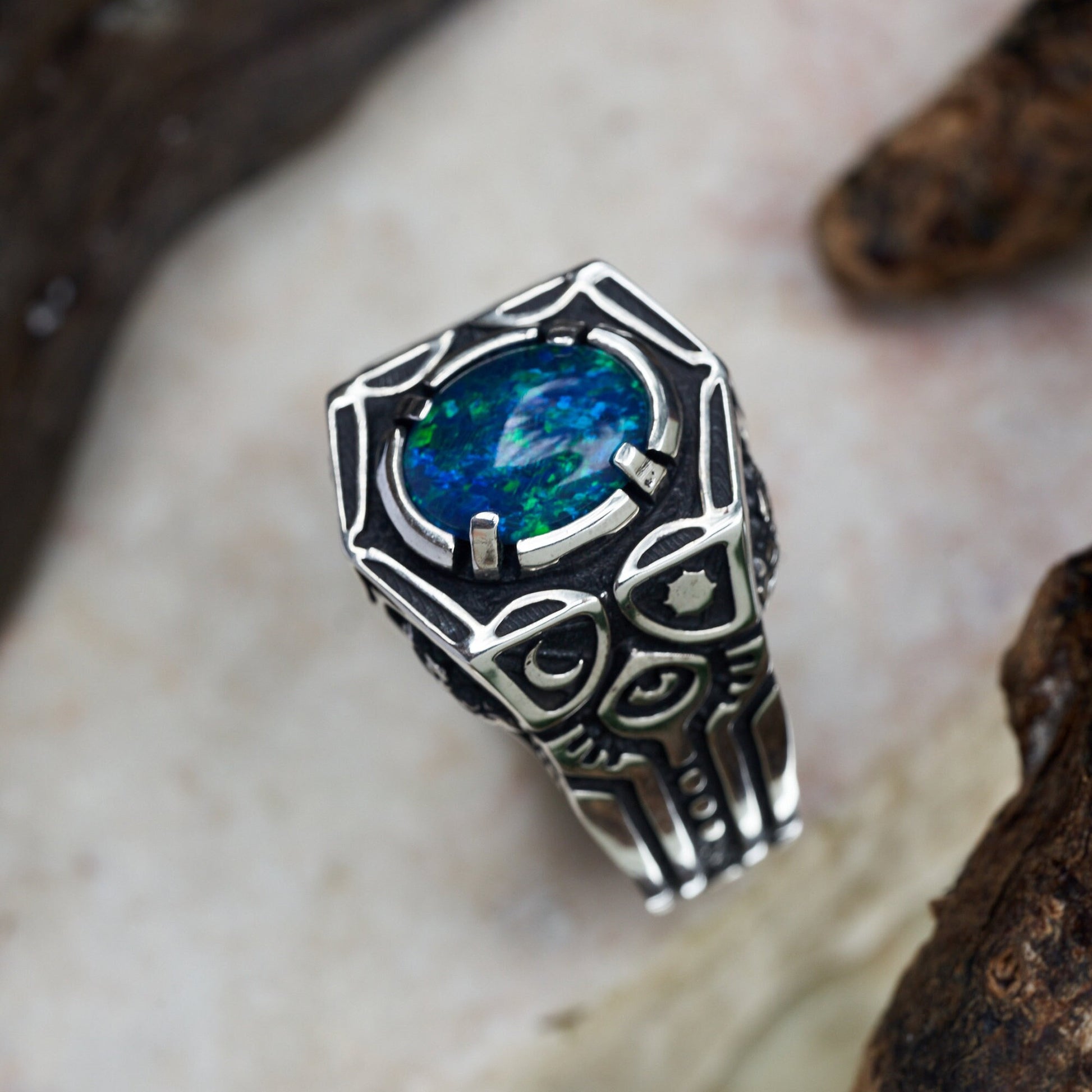 Viking Longship Ring, Oxidized Sterling Silver Band, Ocean Wave Jewelry