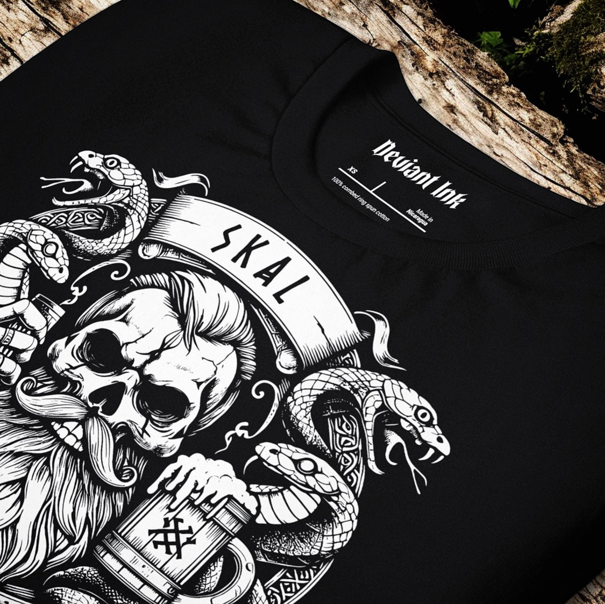Viking Hoodie - Viking Warrior Hoodie: Flaming Sword & Snakes, Unisex Eco Sweater