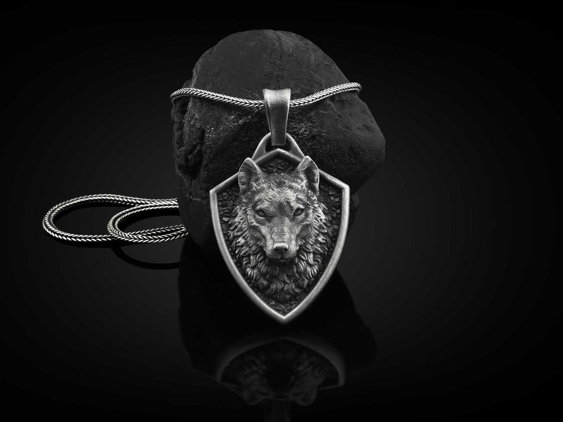 Viking Wolf Necklace - Norse Mythology Wolf Handmade Sterling Silver Men Charm Necklace, Viking