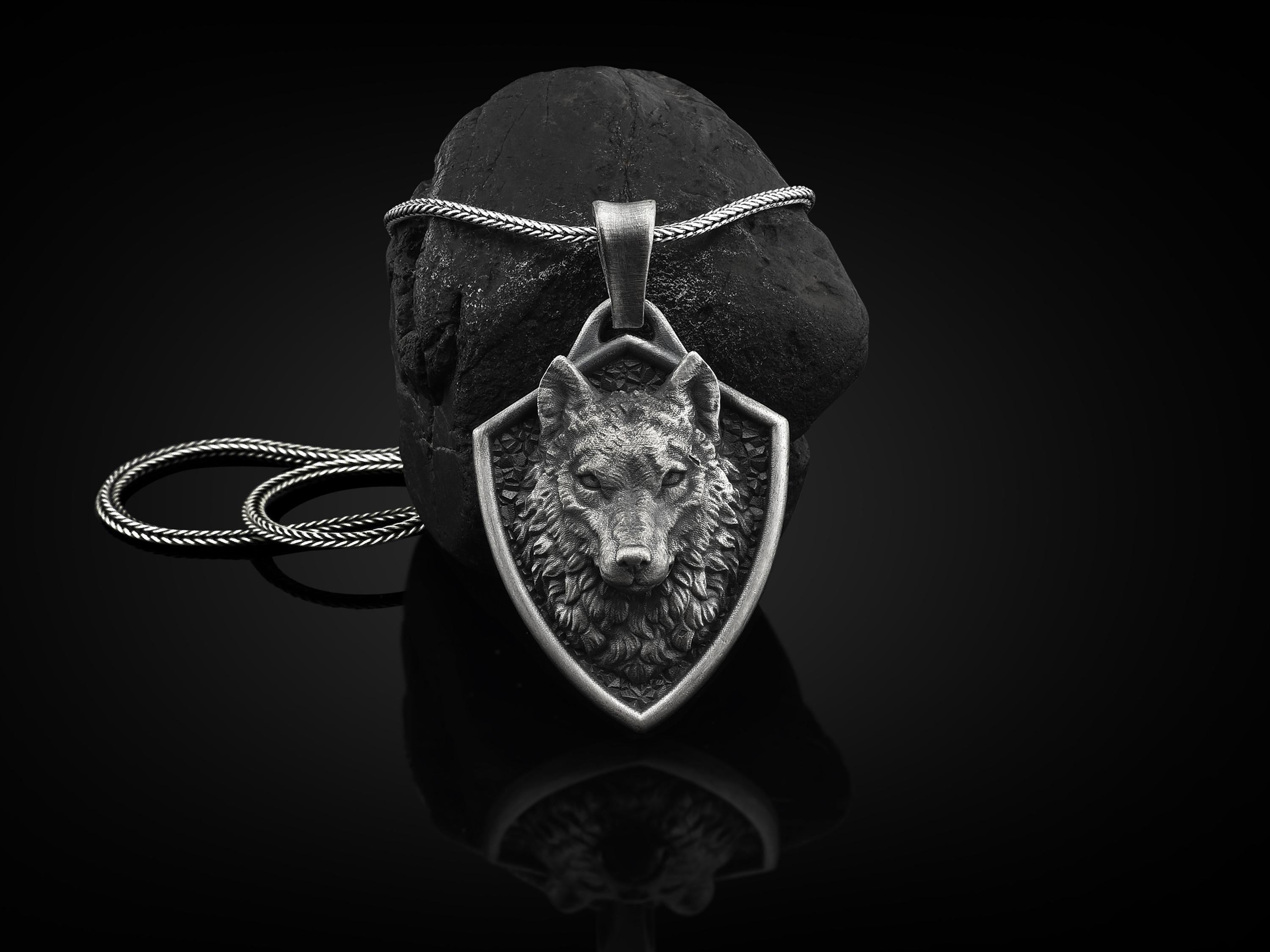Viking Wolf Necklace - Norse Mythology Wolf Handmade Sterling Silver Men Charm Necklace, Viking