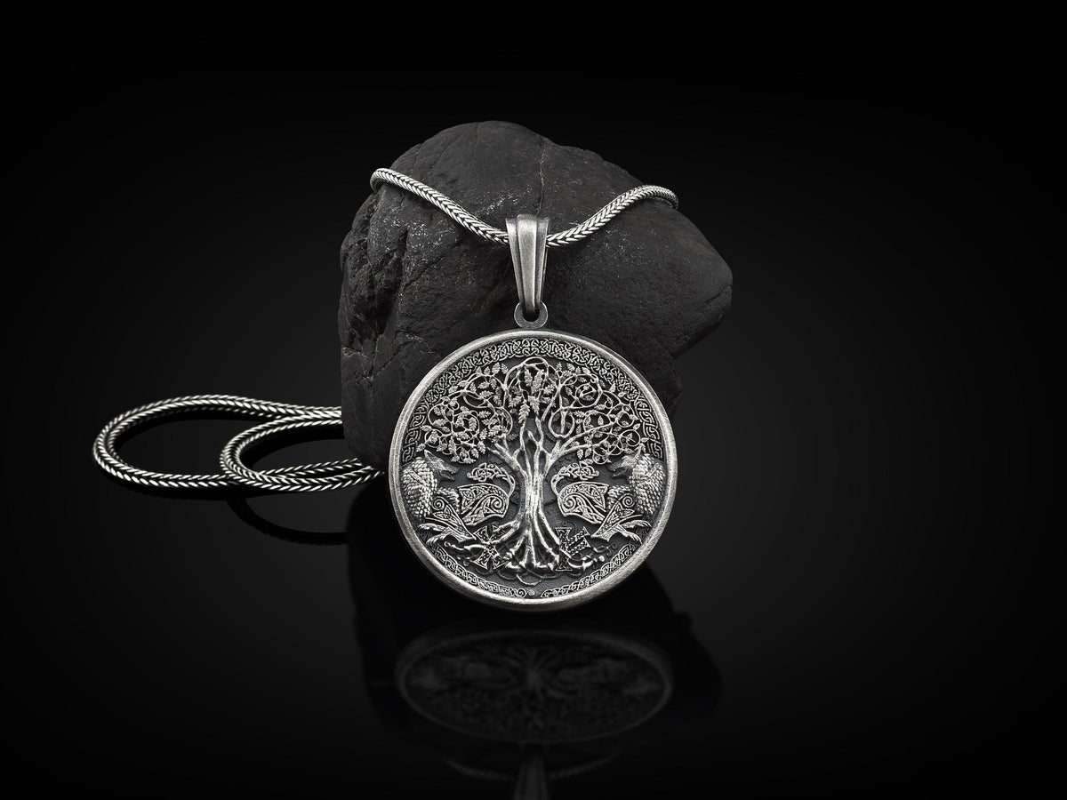 Viking Wolf Necklace - Norse Mythology Wolf Handmade Sterling Silver Men Charm Necklace, Viking