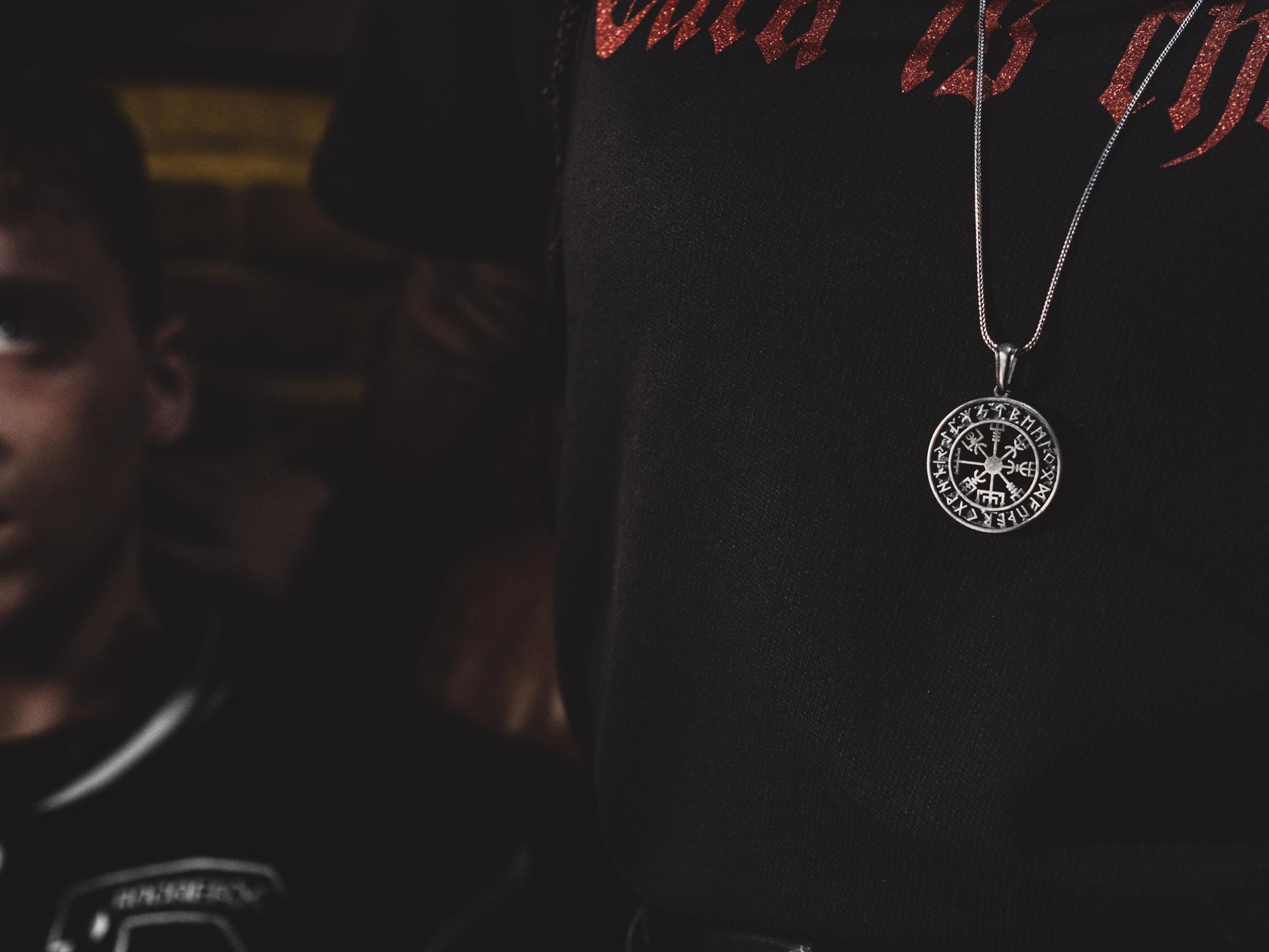 Viking Vegvisir Compass Necklace - Silver Freya Runic Circle Norse Altar Necklace, Viking Vegvisir