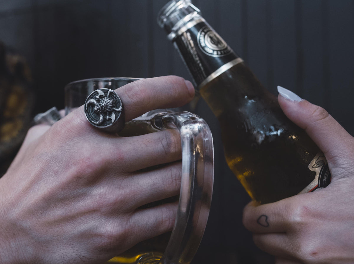 Viking Thor's Hammer Ring - Viking Thor Handmade Sterling Silver Men Signet Ring, Norse Mythology