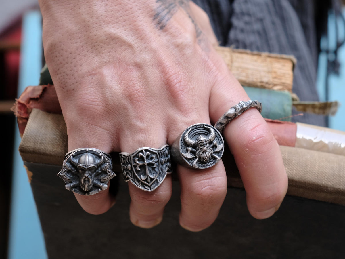 Viking Thor's Hammer Ring - Viking Thor Handmade Sterling Silver Men Signet Ring, Norse Mythology