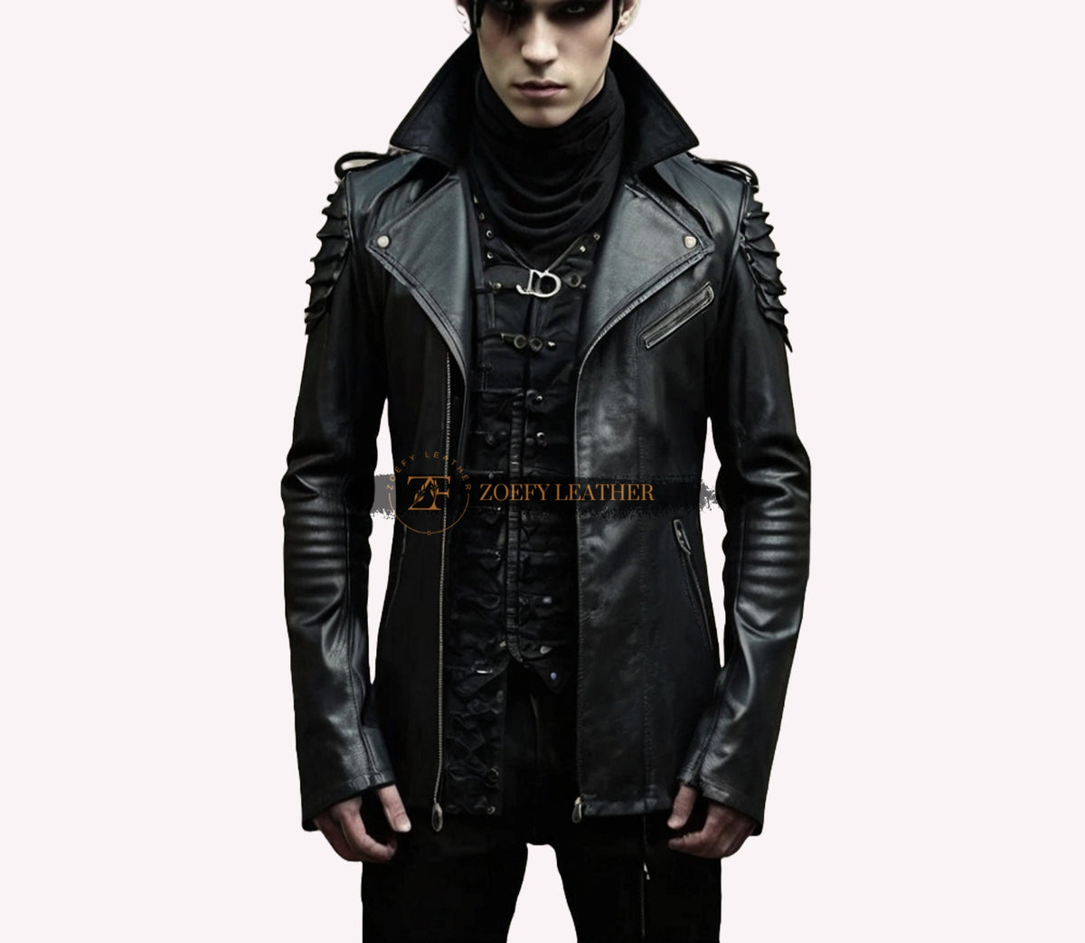 Viking Jacket - Handmade Viking Leather Jacket for Men Norse Warrior Fur Collar Coat, Medieval