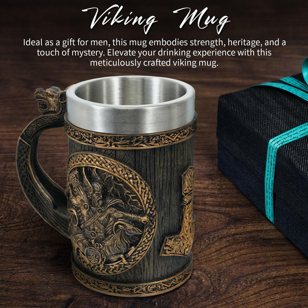 Viking Thor's Hammer Mug - Stainless Steel Viking Mug 20Oz Beer Drinking Mug, Thor's hammer Tankard