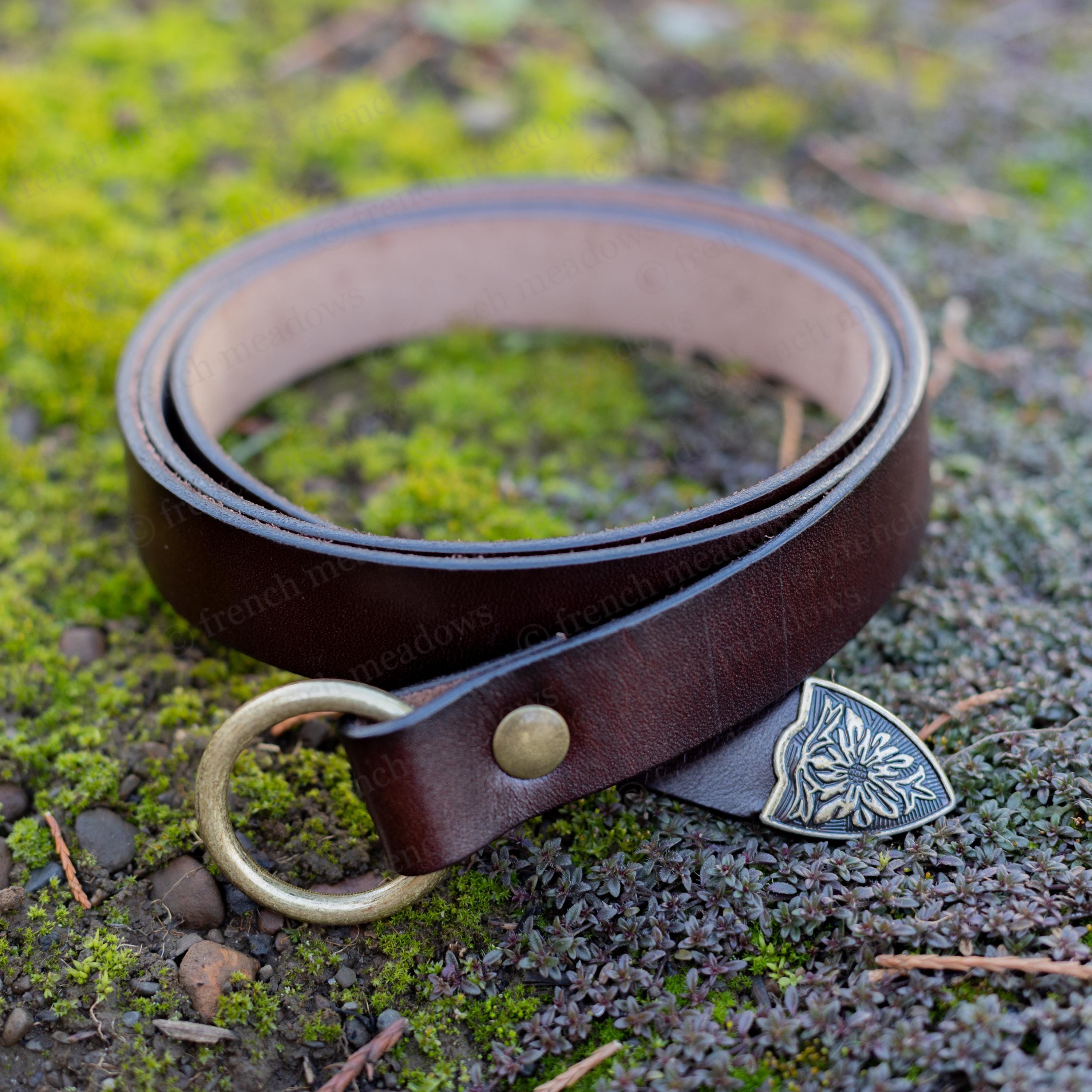 Viking Ring - Leather Renaissance Belt, Brown Black Real Full Grain Leather Medieval Viking LARP